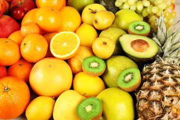 Assortment of exotic fruits close-up