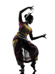 indian woman dancer dancing  silhouette