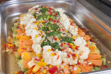 Sauted vegetables at a restaurant buffet