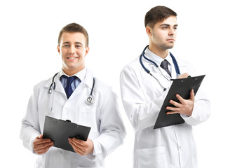 Medical workers isolated on white