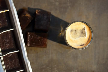 espresso with ice cubes coffee