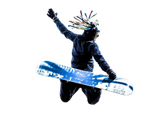 young snowboarder man silhouette