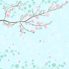 Сard with stylized cherry blossom