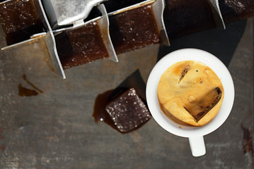 espresso with ice cubes coffee