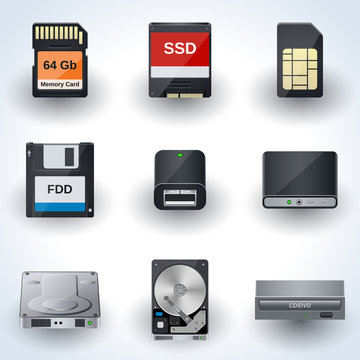 Data storage icon vector collection
