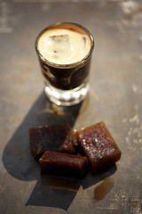 espresso with ice cubes coffee