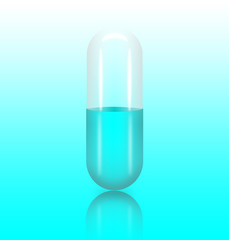 Medicine pill (capsule) with a reflection on gradient table