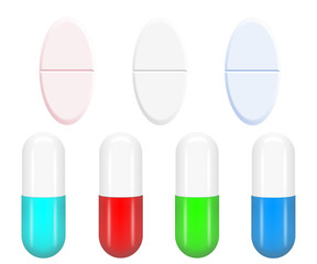 Color pills (capsules) isolated on white background