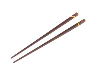 wooden chopsticks isolated on white background