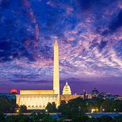 Washington Monument Capitol and Lincoln memorial