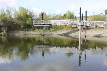 Fishing dock ramp and reflection