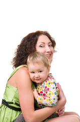 young mother hugging her little baby