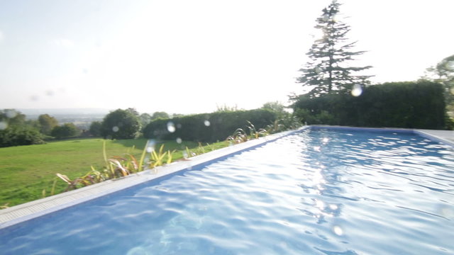 Emerging from the pool from a swimmer's point of view