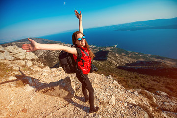 Woman traveling on the island top