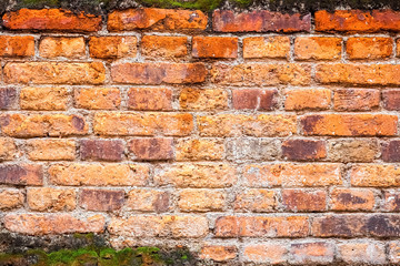 old red brick wall closeup
