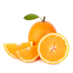 Slice of fresh orange isolated on white background