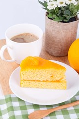 Orange cake with coffee