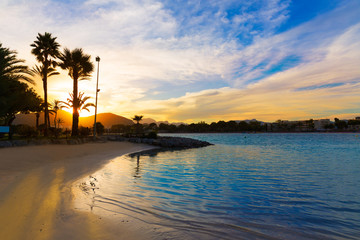Alcudia Majorca at sunset on the beach Mallorca
