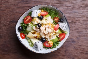 fruit salad in the bowl.