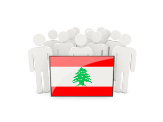 People with flag of lebanon