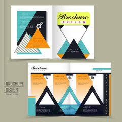attractive half-fold brochure design with triangle elements