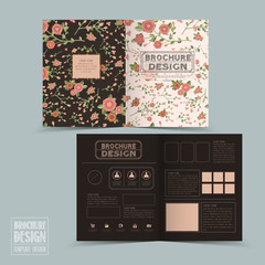 graceful floral half-fold brochure template design