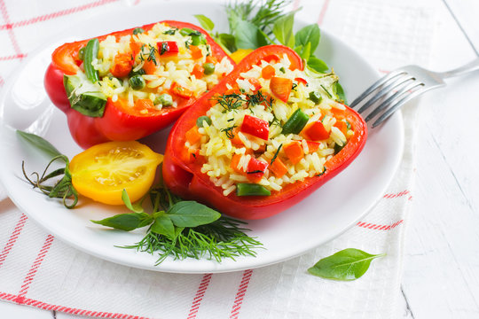 Stuffed Peppers With Rice And Vegetables