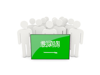 People with flag of saudi arabia