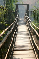 Fototapeta premium Hanging wooden bridge