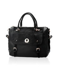 luxury black leather lady handbag