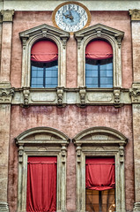 Building facade with clock