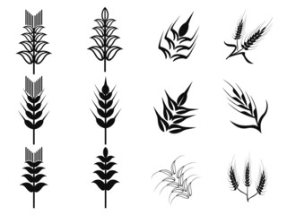black wheat icons set