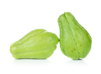 Chayote on white background
