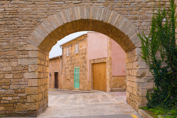 Fototapeta na wymiar Alcudia Old Town fortress wall in Majorca Mallorca