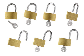 Brass Padlock and sliver Key