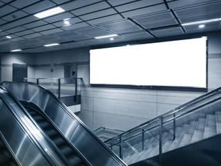 Billboard mocked up in subway station perspective