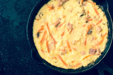 Omelette in a frying pan
