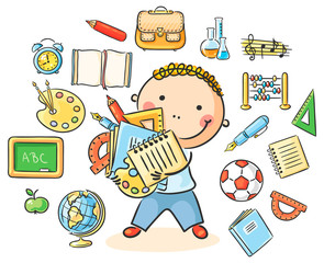 Boy with School Things