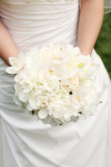 Wedding Bouquet with White Roses and White Orchids