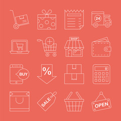 Shopping line icon set