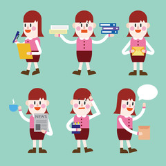 Character illustration design. Businesswoman set cartoon