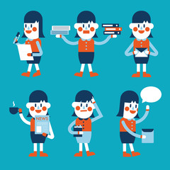 Character illustration design. Businesswoman set cartoon