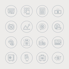 Business finance line icon set