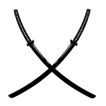 2 Samurai Schwerter gekreuzt