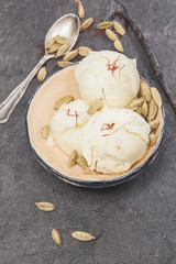 Saffron, cardamom and vanilla ice cream