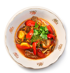 Lagman with lamb meat