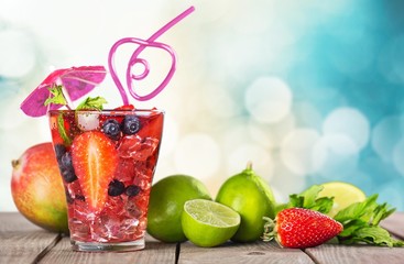 Beach. Fruit cocktail on a beach