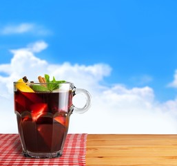 Wine. Hot red mulled wine isolated on white background with