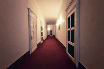 corridor in retro style hotel