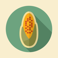Corncob retro flat icon with long shadow